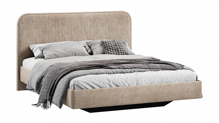 Кровать без подъемного механизма Тиффани Трия Тип 1 Микровелюр Wellmart Dark Beige 1800x2000