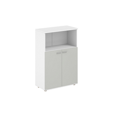 Шкаф средний Norden Сигма с нишей 800х400х1200, 2-х дв., з.ст HDF SG.843.WH.SH Белый Снег/Серый Бархат