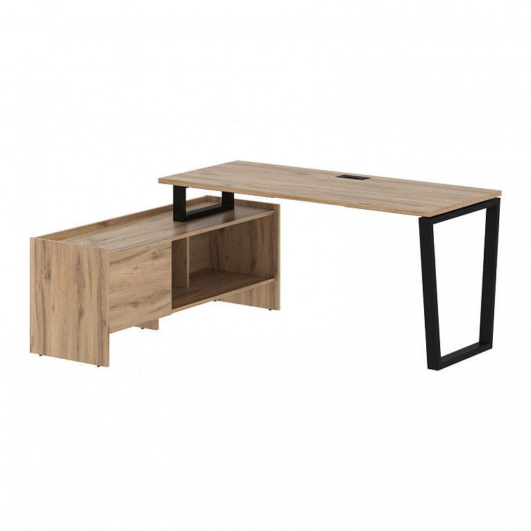 Стол с тумбой Skyland ЭДИС (EDIS) EVCT 17614 1760x1400x750 Дуб Денвер светлый / Черный