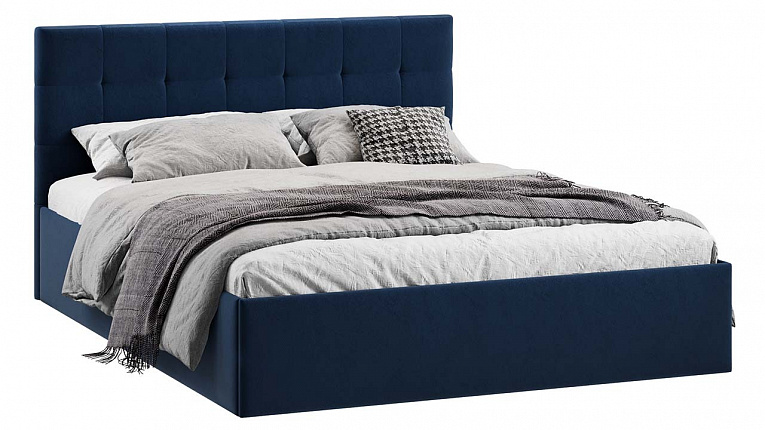 Кровать 140х200 с подъемным механизмом Джоли ТриЯ микровелюр Wellmart Blue