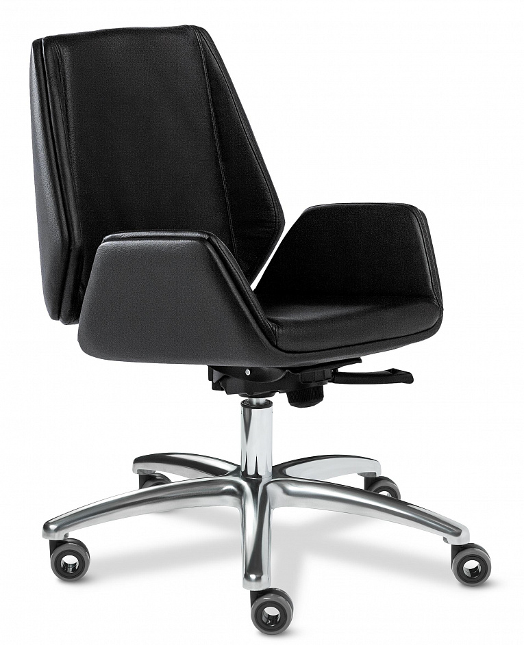 Кресло руководителя MULTI-OFFICE Сиена хром B (Siena Chrome B) натуральная кожа черный