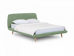 Кровать с мягким изголовьем Loa 160x200 зеленый 468176