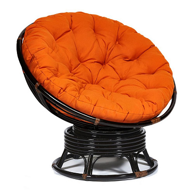 Кресло-качалка PAPASAN 23/01 W с подушкой Antique brown ткань оранжевый