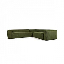 Угловой 5-местный диван La Forma Blok из плотного вельвета зеленого цвета 320 х 290 см