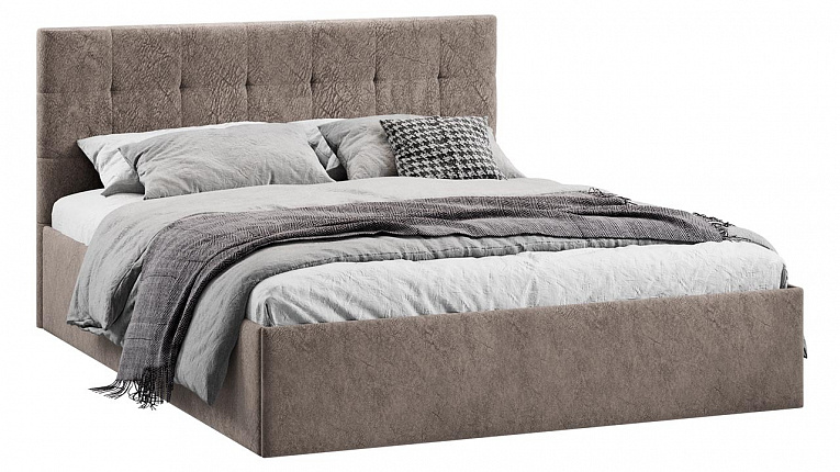 Кровать 140х200 с подъемным механизмом Джоли ТриЯ микровелюр Wellmart Latte
