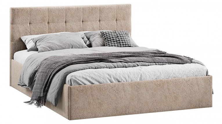 Кровать 160х200 с подъемным механизмом Джоли ТриЯ микровелюр Wellmart Dark Beige