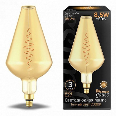 Лампа Gauss Filament Vase 8.5W 660lm 2000К Е27 golden flexible LED 1/2