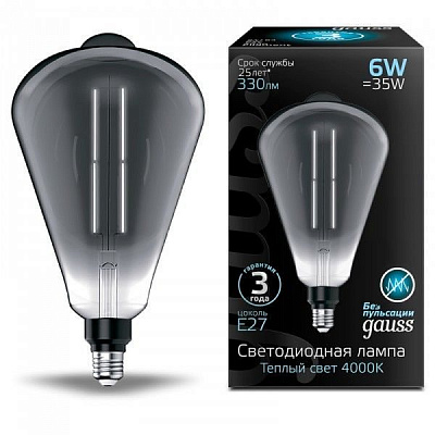 Лампа Gauss Filament ST164 6W 330lm 4000К Е27 gray straight LED 1/6