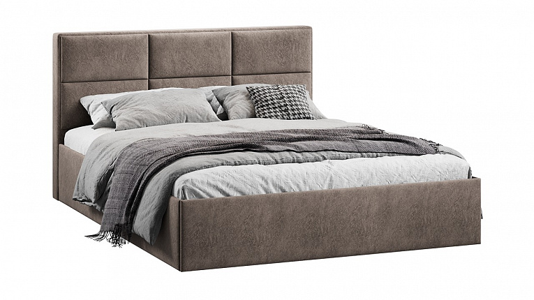 Кровать 180х200 c подъемным механизмом Стелла микровелюр Wellmart Latte Трия