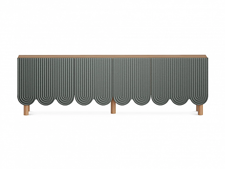 Сервант 4-х дверный OgogoHome Mirai 961964 зеленый / дуб