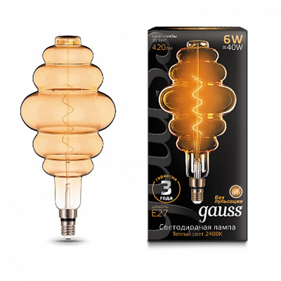 Лампа Gauss Filament Honeycomb 6W 420lm 2400К Е27 golden flexible LED 1/6