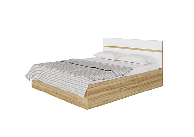Двуспальная кровать с подъемным механизмом 160x200 НЕНСИ Дуб золотой / белый