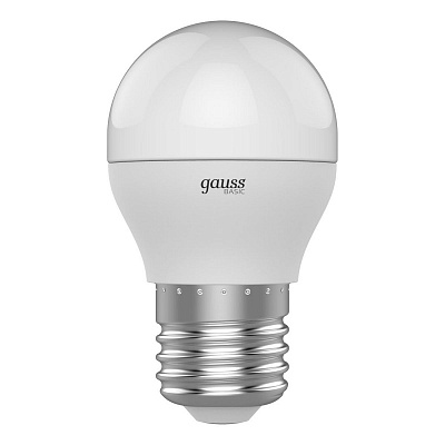 Лампа Gauss Basic Шар 7,5W 690lm 4100K E27 LED 1/10/100