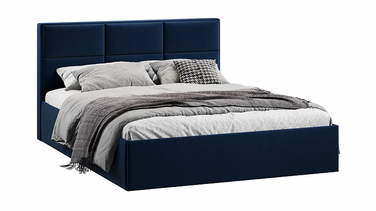 Кровать 140х200 c подъемным механизмом Стелла микровелюр Wellmart Blue Трия