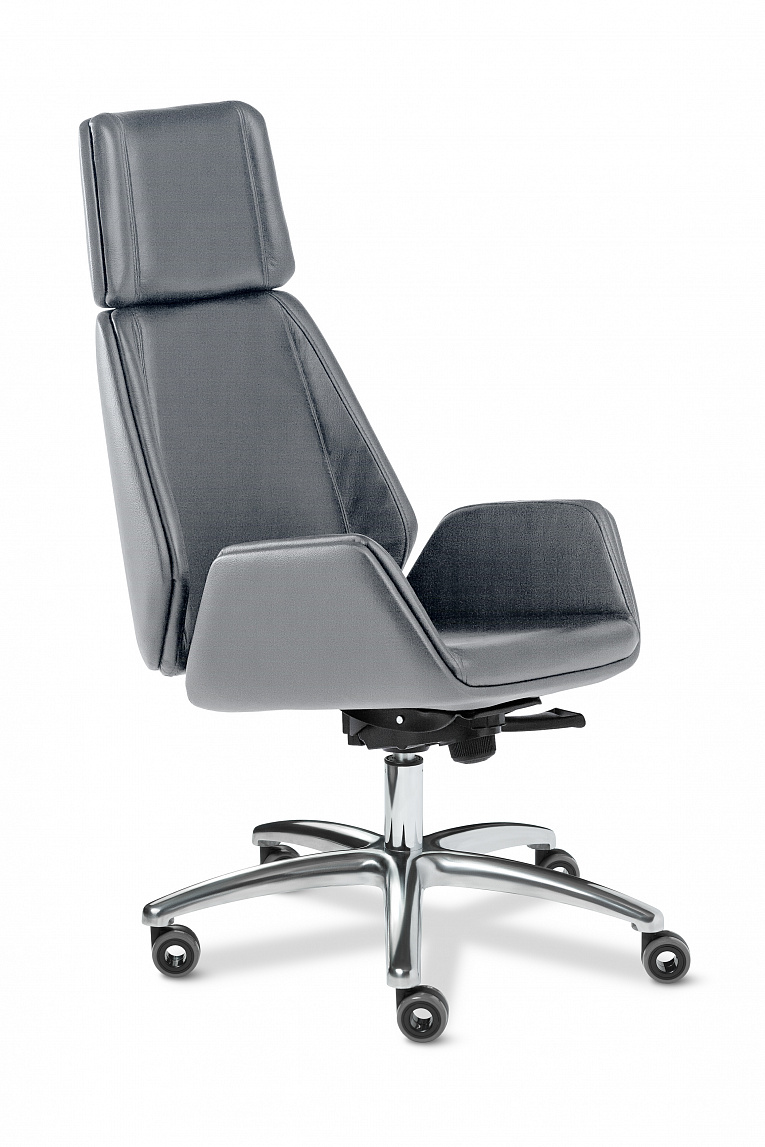 Кресло руководителя MULTI-OFFICE Сиена хром A (Siena Chrome A) кожа серо-бежевый