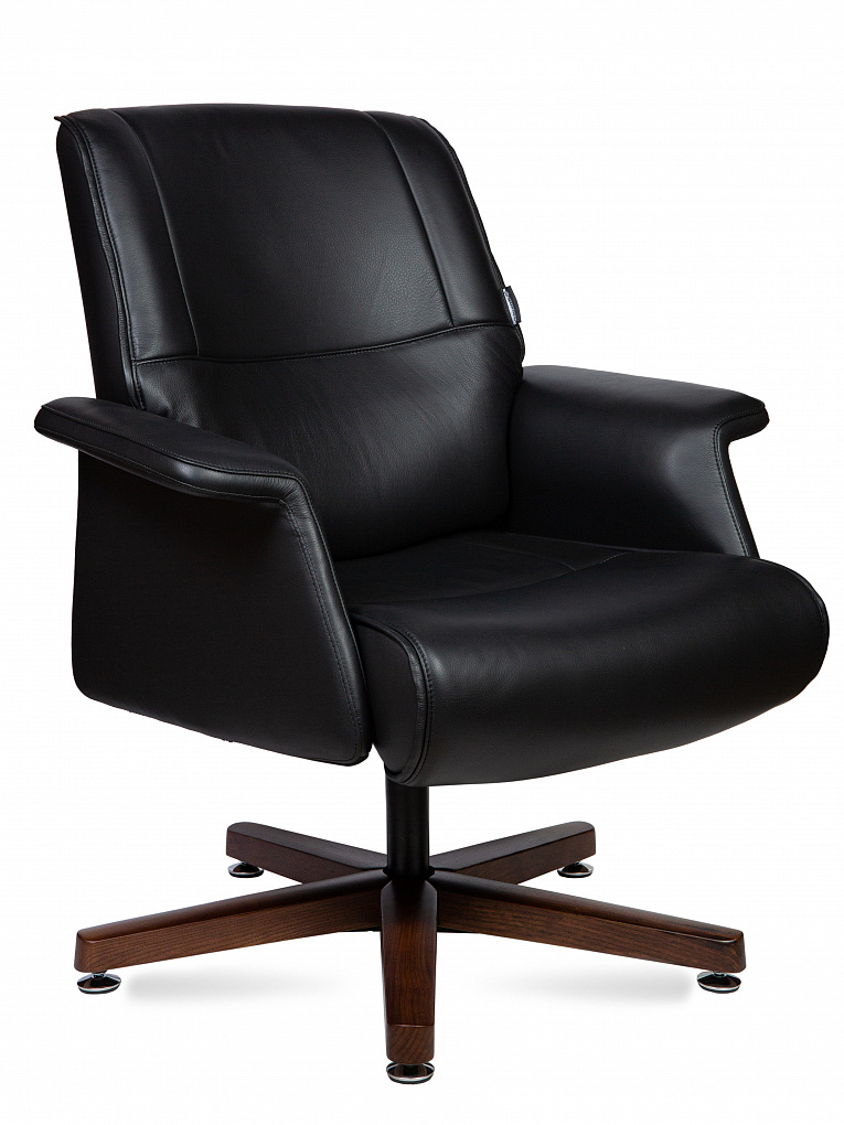 Кресло руководителя NORDEN Вагнер CF C2067 black leather Черный / Натуральное Дерево / Черный