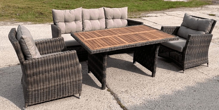 Комплект мебели с диваном Afina Garden AFM-308A Brown Коричневый