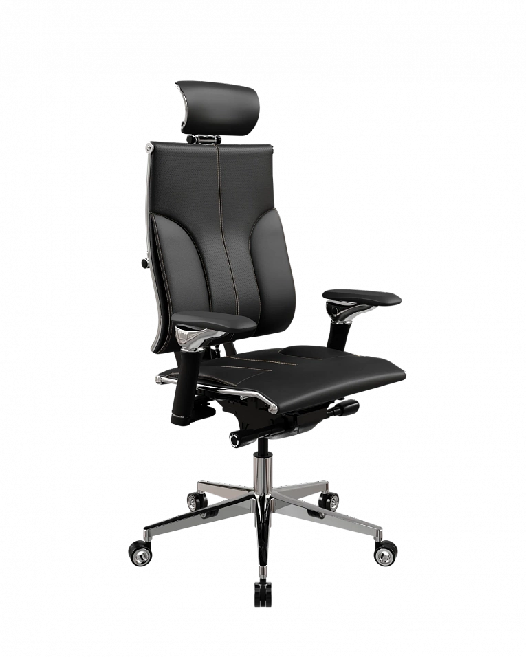Кресло руководителя Метта Y 4DT L2-10D - Genuine /Kc06/Nc06/D06P/H13mL-3D(M26.B35.G25.W04) (Черный (бежевая строчка))