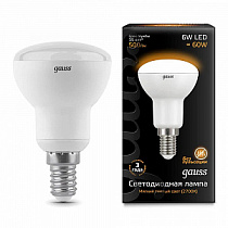 Лампа Gauss R50 6W 500lm 3000K Е14 LED 1/10/100