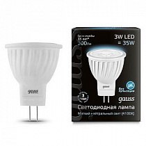 Лампа Gauss MR11 3W 300lm 4100K GU4 LED 1/10/100