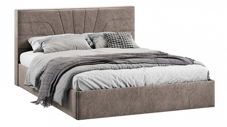 Кровать с подъемным механизмом Пандора Трия Тип 1 Микровелюр Wellmart Latte 1600x2000