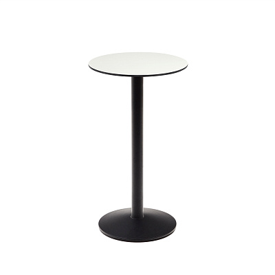 Круглый уличный столик La Forma Esilda белый на черном металлическом основании 177797