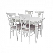 Стол и стулья (комплект) Leset Дакота 1Р + Юта Белый патина серебро
