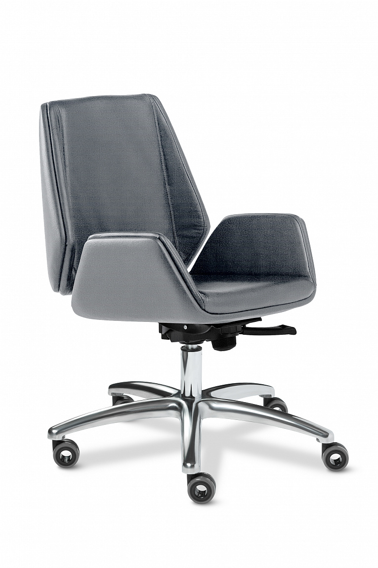 Кресло руководителя MULTI-OFFICE Сиена хром B (Siena Chrome B) кожа серо-бежевый