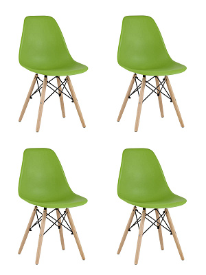 Комплект стульев Eames Style DSW зеленый x4 (разборный каркас)